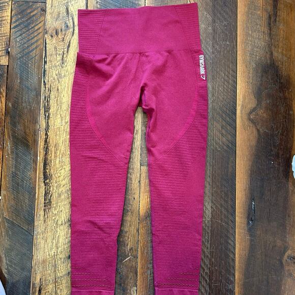 Gymshark Lift Seamless Compression Leggings Maroon Size Large NWOT - Picture 1 of 7